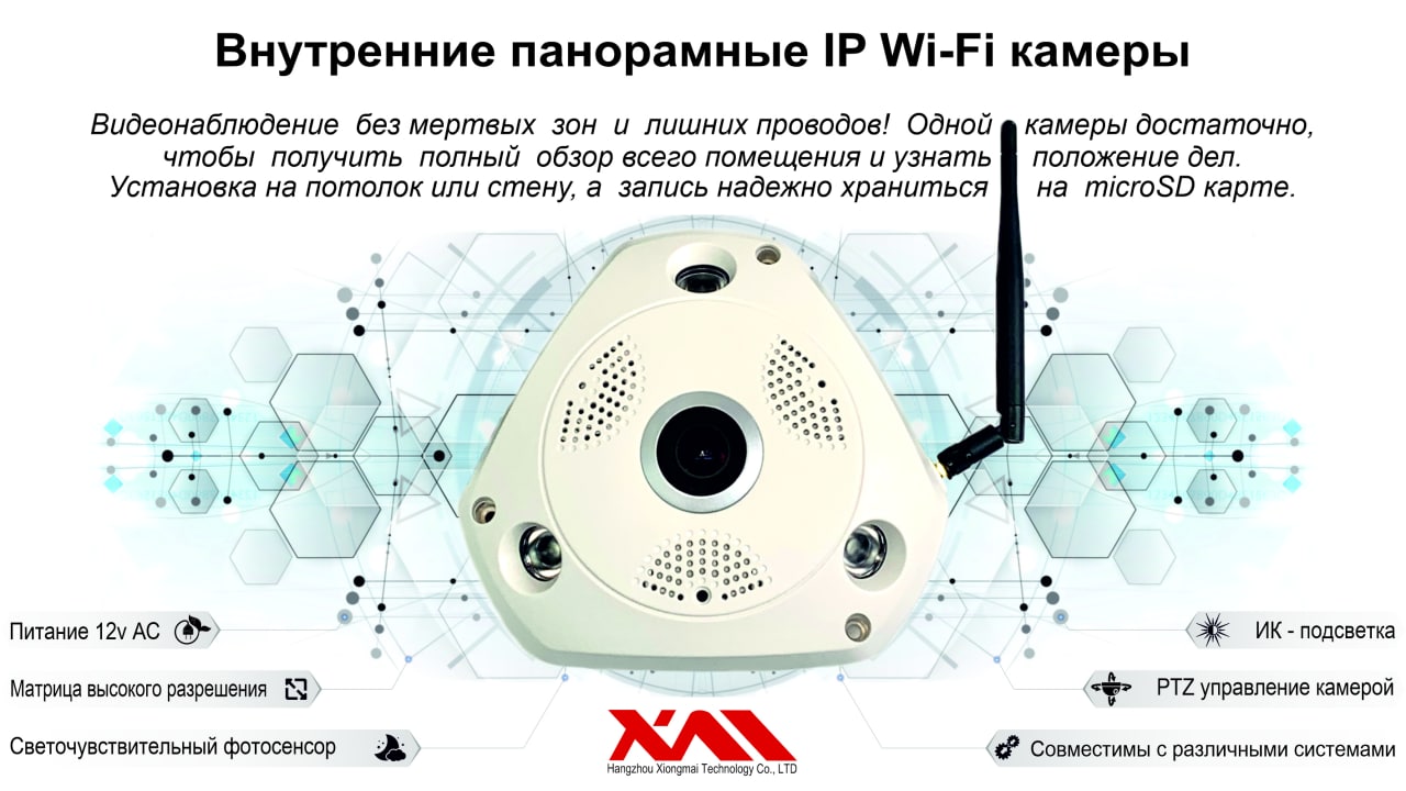картинка DV360IPWF1080IR75. Панорамная IP Wi-Fi камера видеонаблюдения 2мП от магазина Дом Видеонаблюдения (CCTVdom)