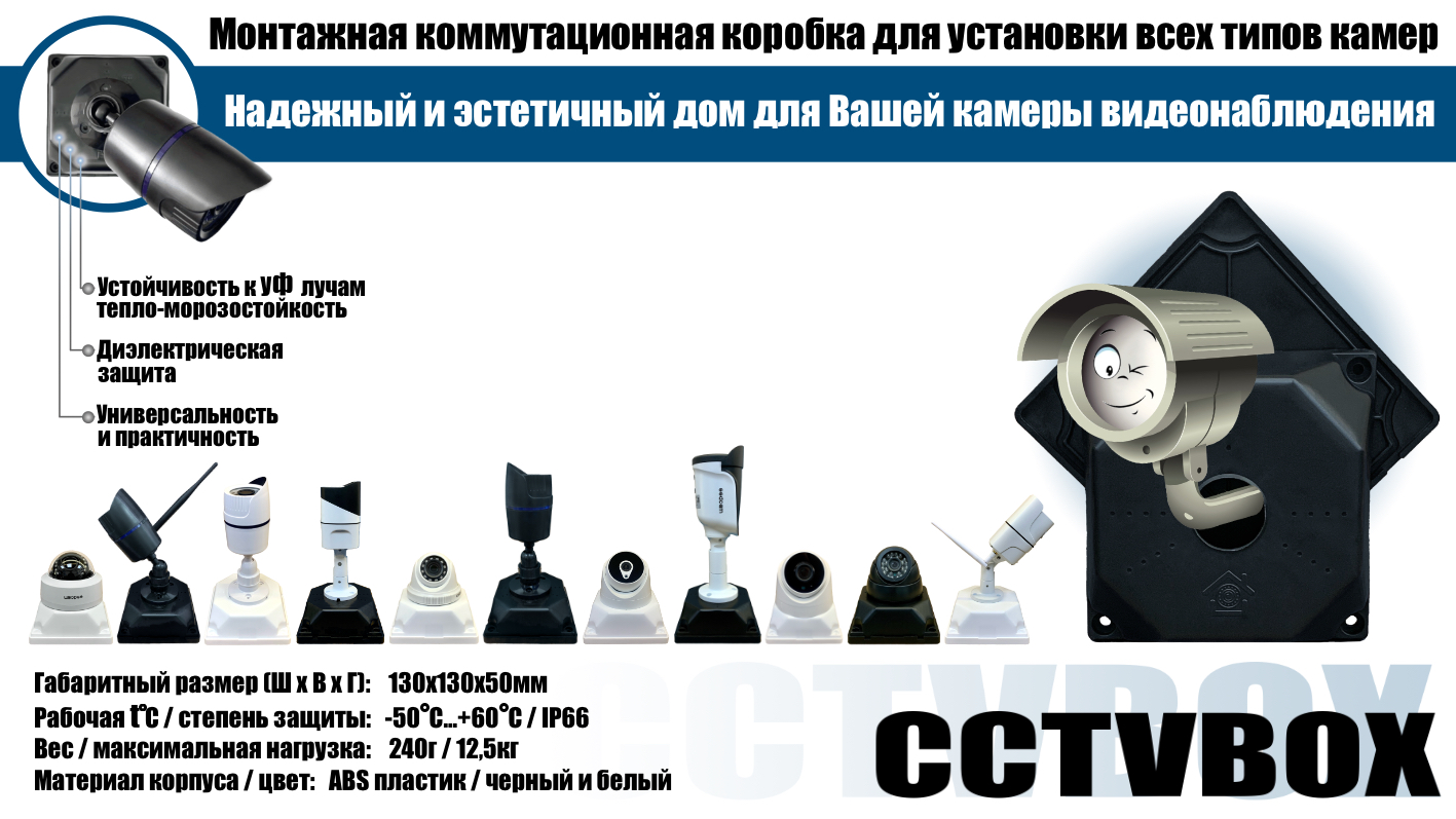 картинка Монтажная коробка для камер видеонаблюдения (Белая) от магазина Дом Видеонаблюдения (CCTVdom)