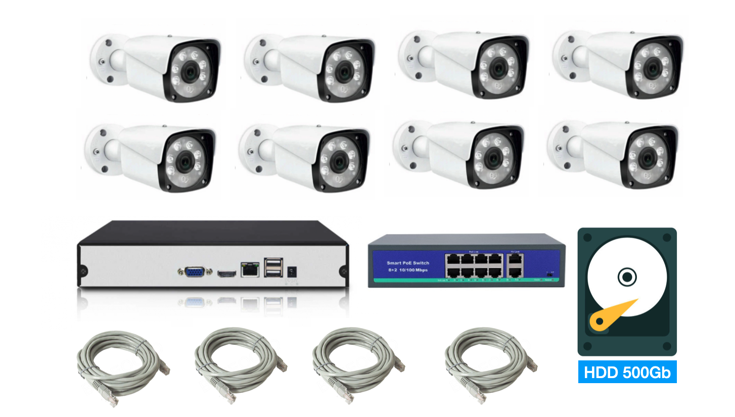 картинка Полный IP POE комплект видеонаблюдения на 8 камер (KIT8IPPOE20MB3) от магазина Дом Видеонаблюдения (CCTVdom)